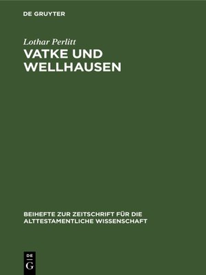 cover image of Vatke und Wellhausen
